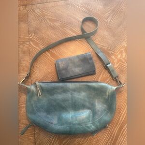 Latico Leather Callie Sling Crossbody Bag and Eloise wallet in Denim